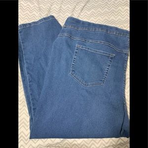 Pull on denim blue jeans